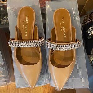 Kurt Geiger Beige Embellished Mules